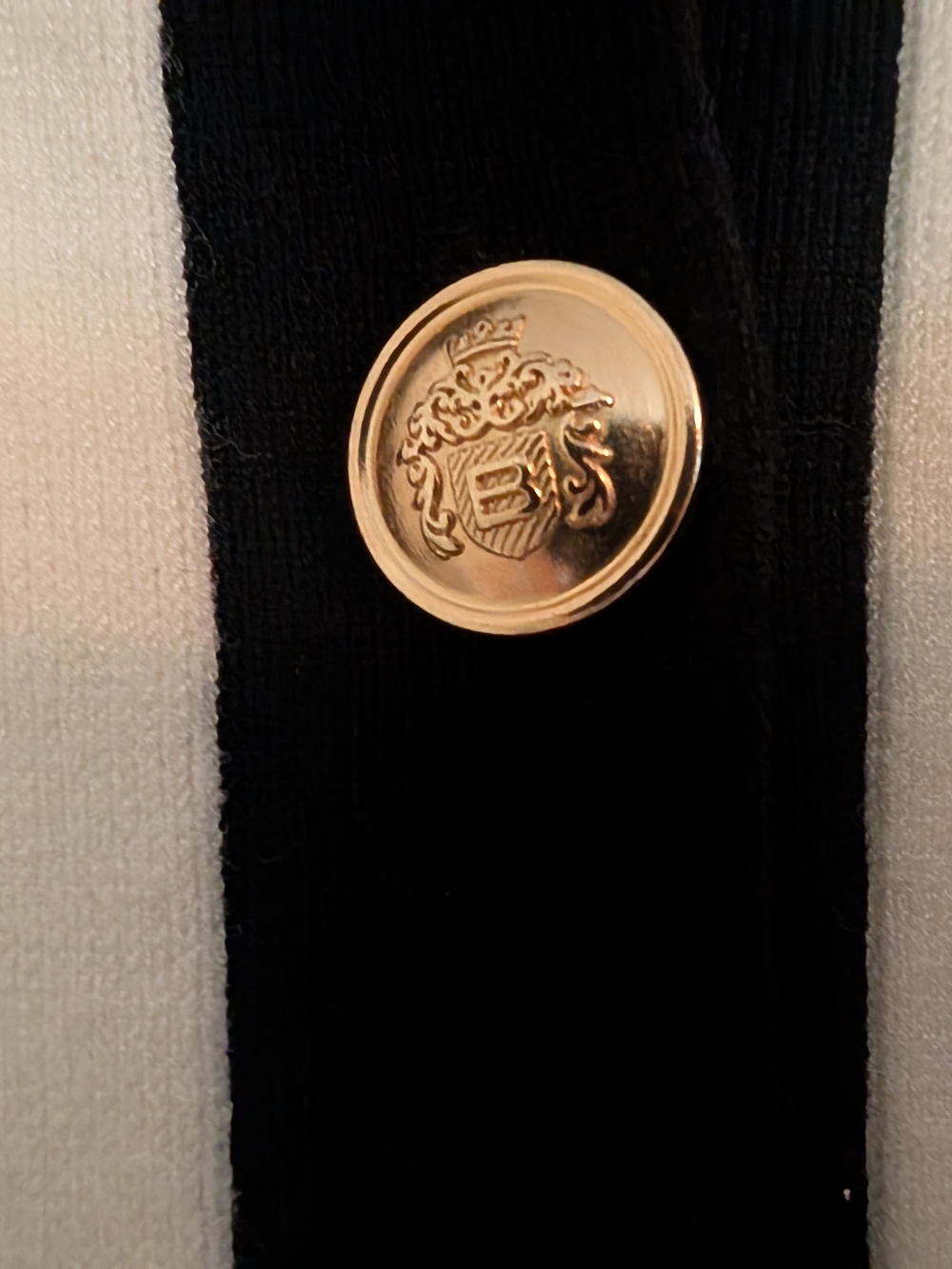 Aritzia Babaton Cream Cardigan with Black Trim and Gold Button Accent - Picture 14 of 14